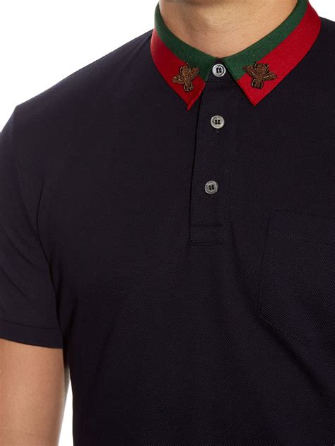 gucci polo shirt with bee|gucci bee embroidered polo shirt.